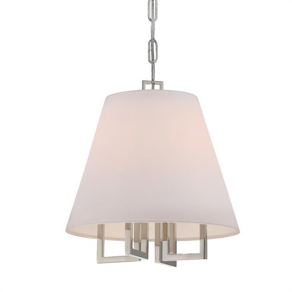 Crystorama Lighting-2254-PN-Westwood - Four Light Pendant In Classic Style - 13.5 Inches Wide By 14.25 Inches High   Polished Nickel Finish with White Silk Shade