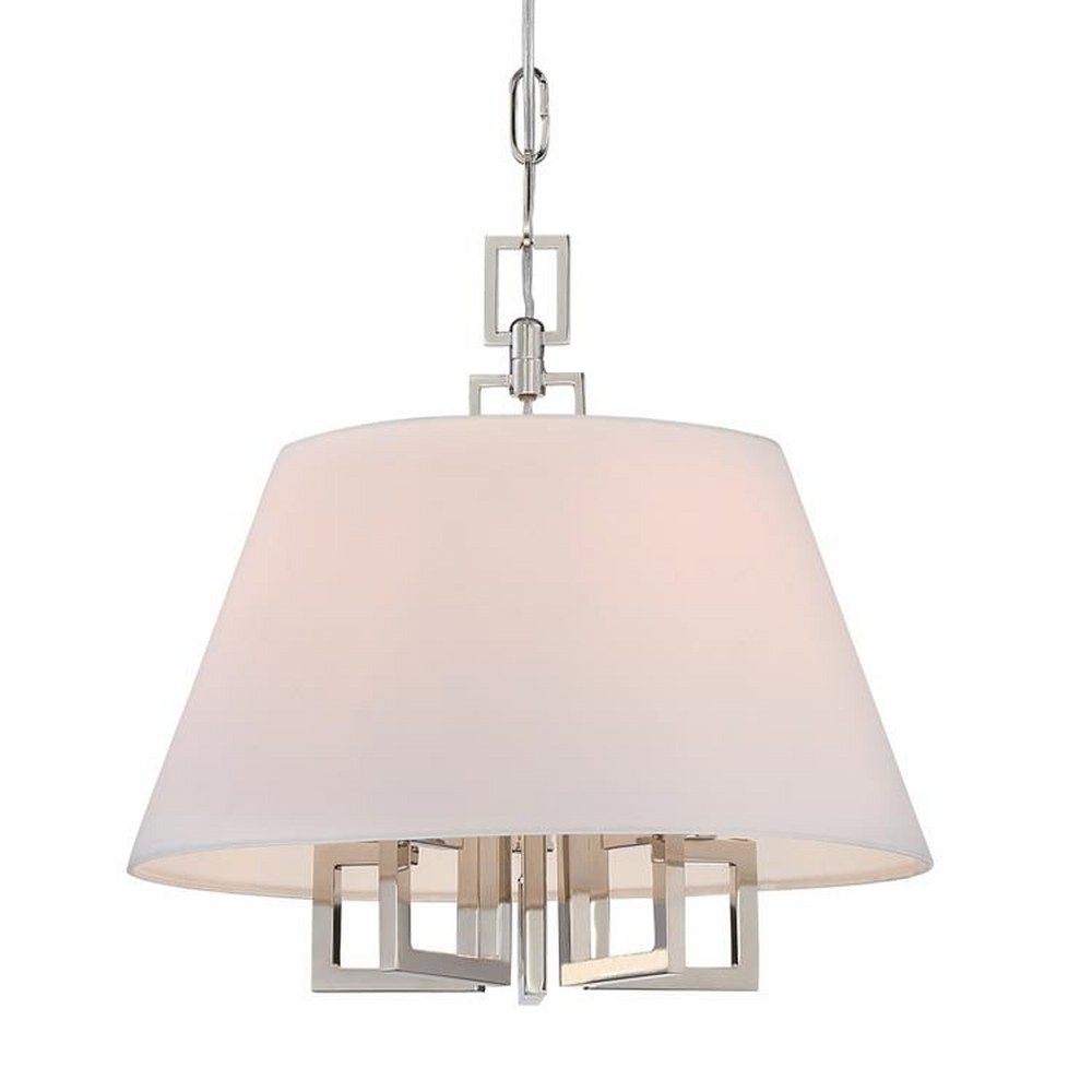 Crystorama Lighting-2255-PN-Westwood - Five Light Chandelier   Polished Nickel Finish with White Silk Shade