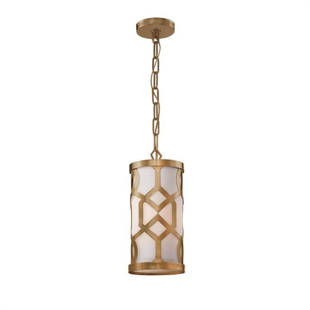 Crystorama Lighting-2260-AG-Jennings - One Light Pendant in Timeless Style - 6.12 Inches Wide by 14.25 Inches High Aged Brass  Polished Nickel Finish with White Linen Shade