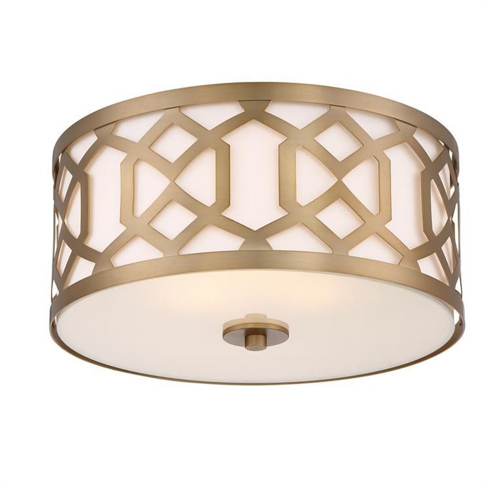 Crystorama Lighting-2263-AG-Jennings - Three Light Flush Mount in Traditional and Contemporary Style - 16.25 Inches Wide by 8.75 Inches High Aged Brass  Polished Nickel Finish with White Linen Shade