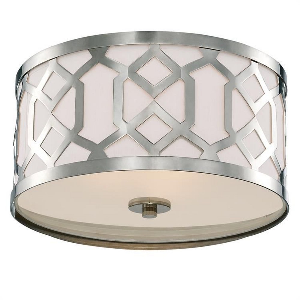 Crystorama Lighting-2263-PN-Jennings - Three Light Flush Mount in Traditional and Contemporary Style - 16.25 Inches Wide by 8.75 Inches High Polished Nickel  Polished Nickel Finish with White Linen Sh