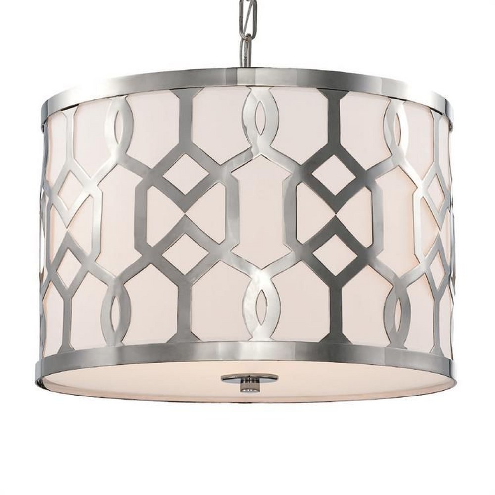 Crystorama Lighting-2265-PN-Jennings - Three Light Pendant in Traditional and Contemporary Style - 18.25 Inches Wide by 15 Inches High Polished Nickel  Polished Nickel Finish with White Linen Shade