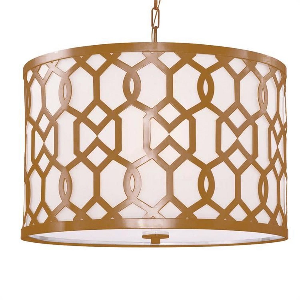 Crystorama Lighting-2266-AG-Jennings - Five Light Pendant in Traditional and Contemporary Style - 24.25 Inches Wide by 17.75 Inches High Aged Brass  Polished Nickel Finish with White Linen Shade