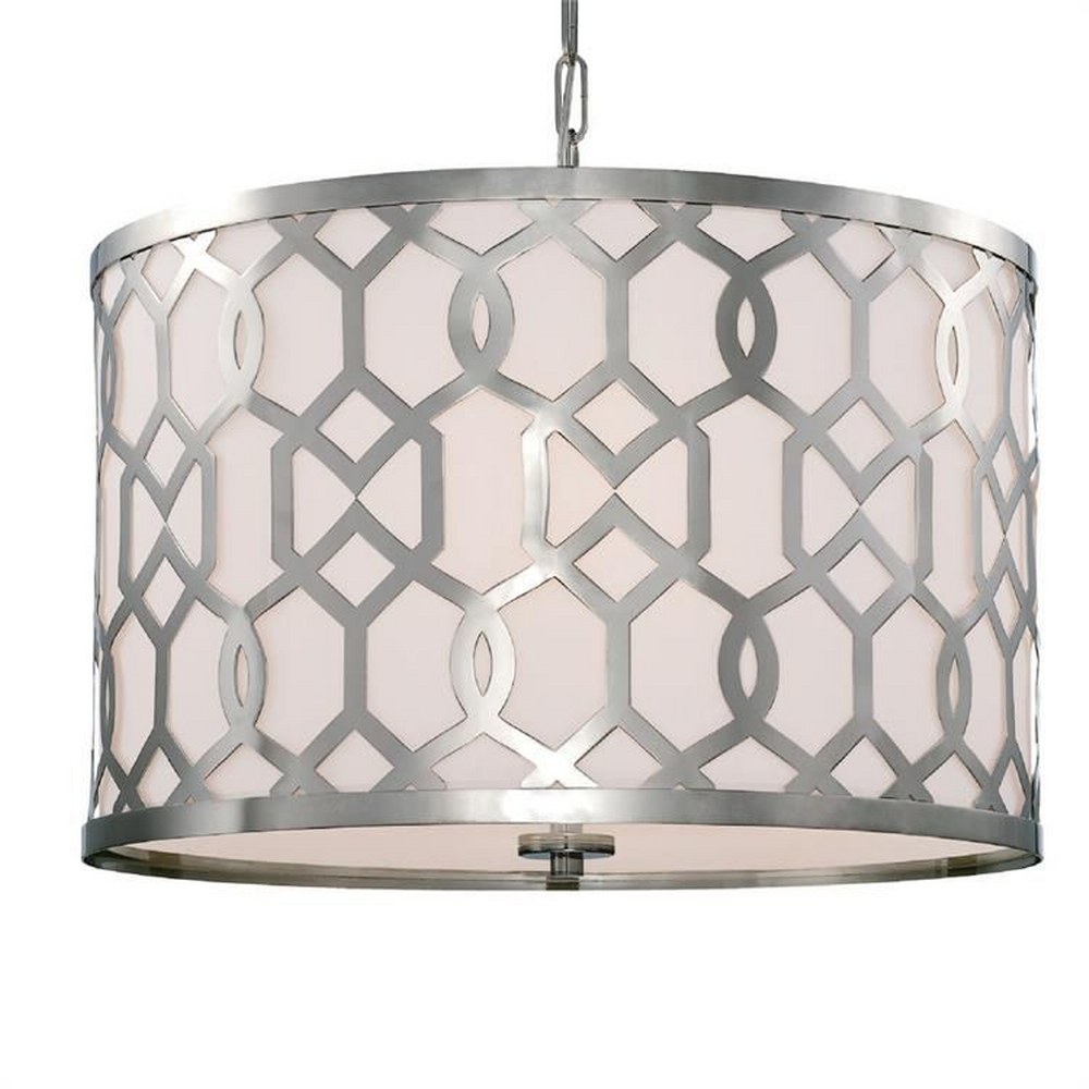 Crystorama Lighting-2266-PN-Jennings - Five Light Pendant in Traditional and Contemporary Style - 24.25 Inches Wide by 17.75 Inches High Polished Nickel  Polished Nickel Finish with White Linen Shade