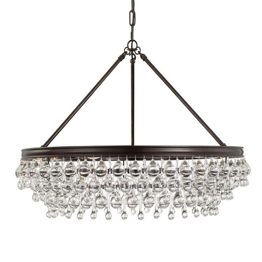 Crystorama Lighting-275-VZ-Calypso - Six Light Chandelier in Traditional and Contemporary Style - 30 Inches Wide by 20 Inches High Vibrant Bronze  Vibrant Bronze Finish with Clear Drops Crystal