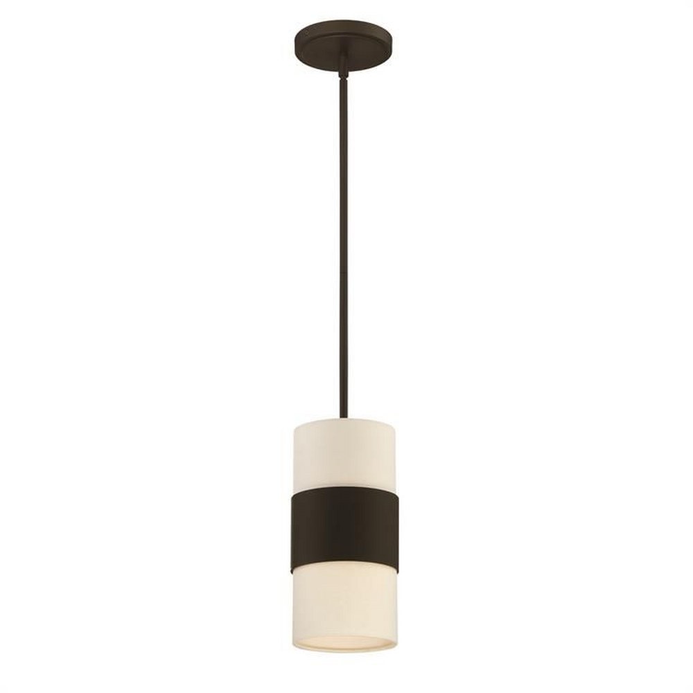 Crystorama Lighting-290-DB-Grayson - One Light Pendant in Minimalist Style - 6 Inches Wide by 19 Inches High   Dark Bronze Finish with Cream Linen Shade with Clear Hand Cut Crystal