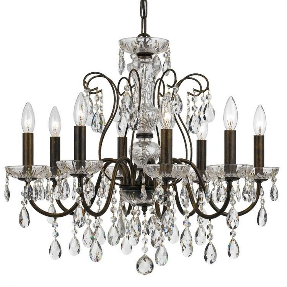 Crystorama Lighting-3028-EB-CL-MWP-Butler - 8 Light Chandelier in Minimalist Style - 25.5 Inches Wide by 22 Inches High Hand Cut English Bronze English Bronze Finish