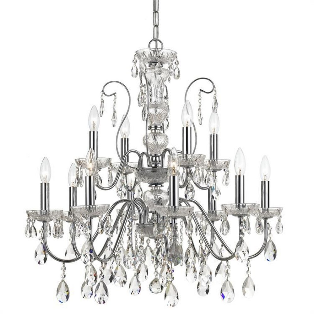 Crystorama Lighting-3029-CH-CL-SAQ-Butler - 12 Light Chandelier in Minimalist Style - 29 Inches Wide by 29 Inches High Clear Swarovski Spectra  Polished Chrome Finish