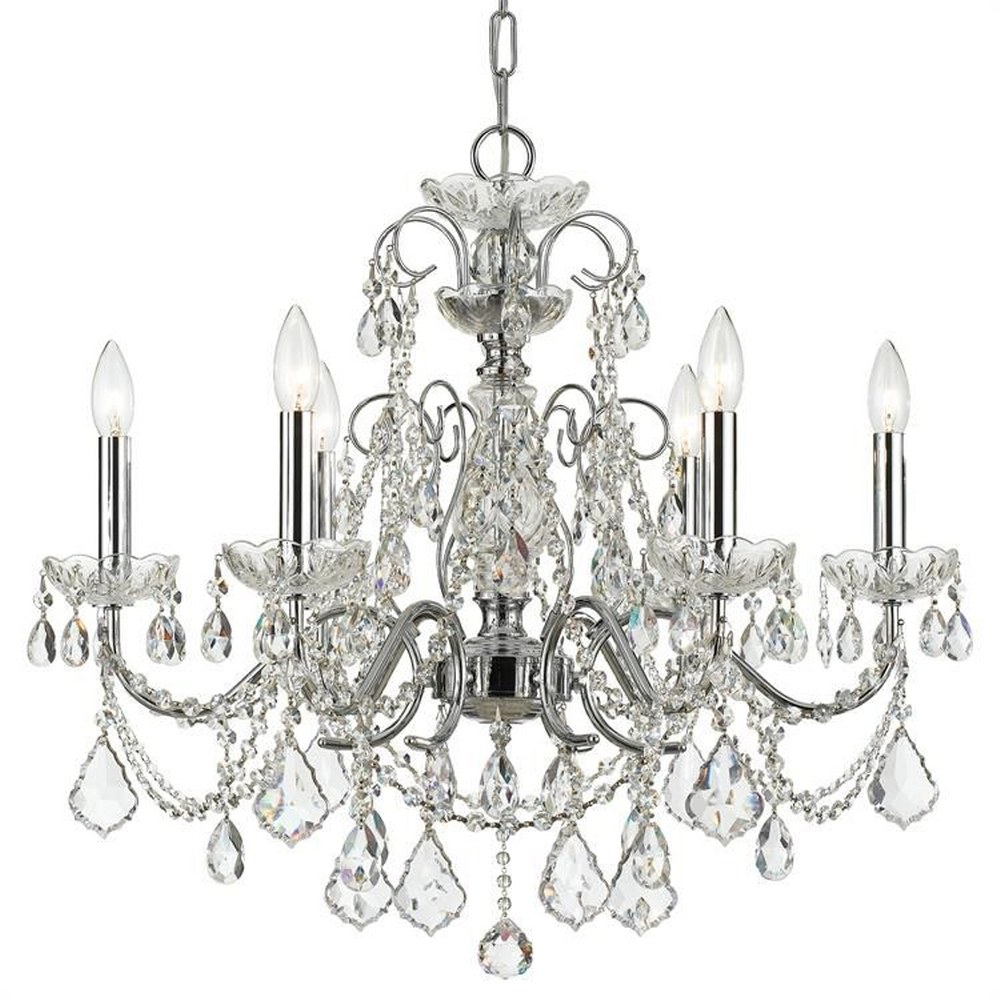 Crystorama Lighting-3226-CH-CL-I-Imperial - 6 Light Chandelier in Minimalist Style - 26 Inches Wide by 24.5 Inches High Clear Italian  Polished Chrome Finish
