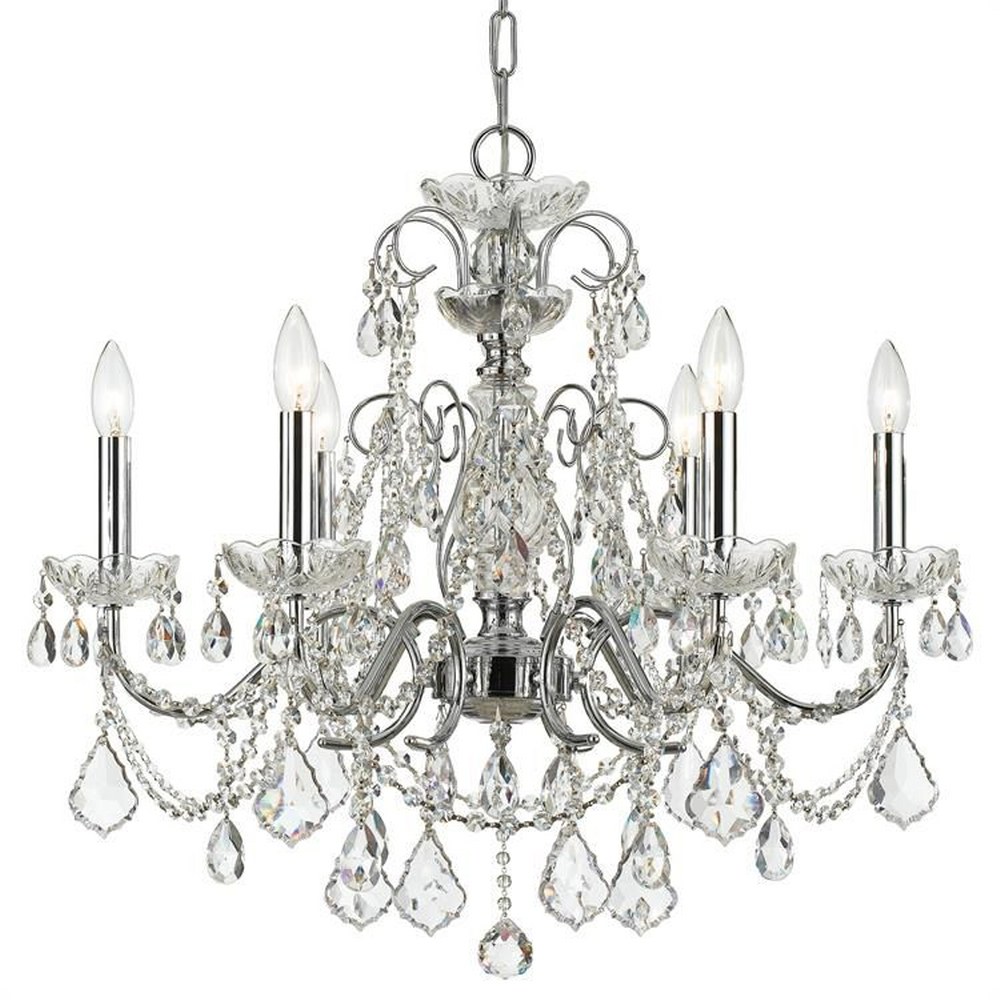 Crystorama Lighting-3226-CH-CL-SAQ-Imperial - 6 Light Chandelier in Minimalist Style - 26 Inches Wide by 24.5 Inches High Clear Swarovski Spectra  Polished Chrome Finish