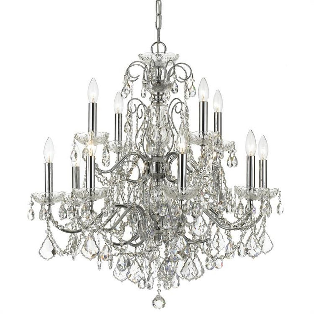 Crystorama Lighting-3228-CH-CL-MWP-Imperial - Twelve Light Chandelier in Classic Style - 29.5 Inches Wide by 31 Inches High Clear Majestic Wood Polished  Polished Chrome Finish