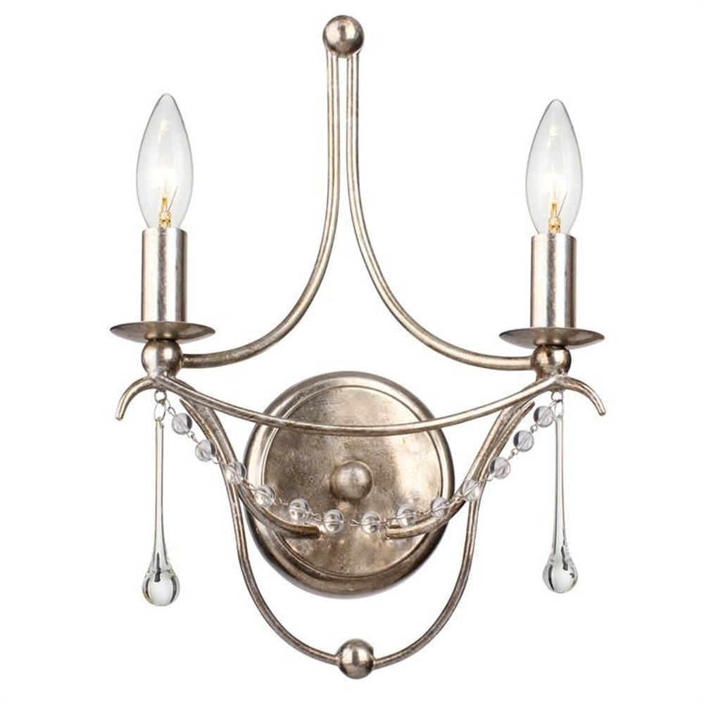 Crystorama Lighting-422-SA-Metro - Two Light Wall Sconce Antique Silver  Antique Silver Finish
