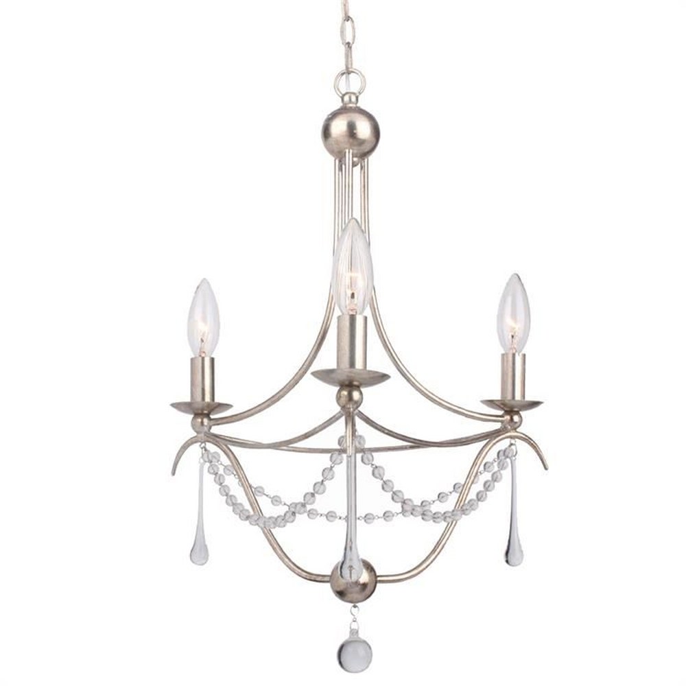 Crystorama Lighting-423-SA-Metro - Three Light Chandelier in Minimalist Style - 15.5 Inches Wide by 21.25 Inches High   Antique Silver Finish