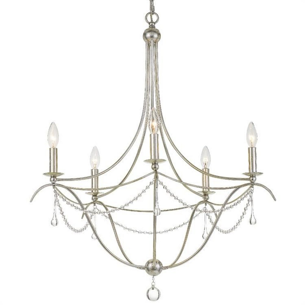 Crystorama Lighting-425-SA-Metro II - Five Light Chandelier in Traditional and Contemporary Style - 27.5 Inches Wide by 33.5 Inches High   Antique Silver Finish