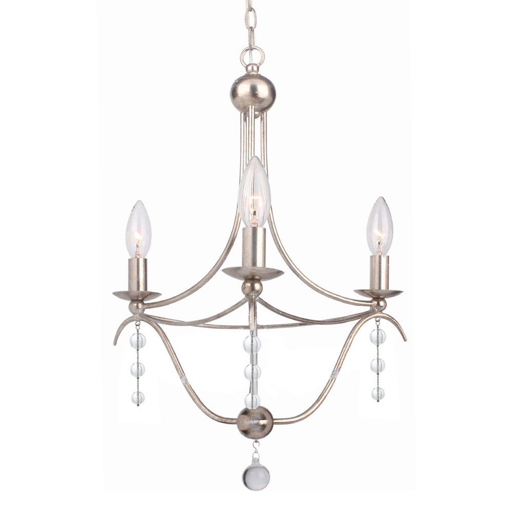 Crystorama Lighting-433-SA-Metro - Three Light Chandelier in Traditional and Contemporary Style - 15.5 Inches Wide by 21.25 Inches High   Antique Silver Finish