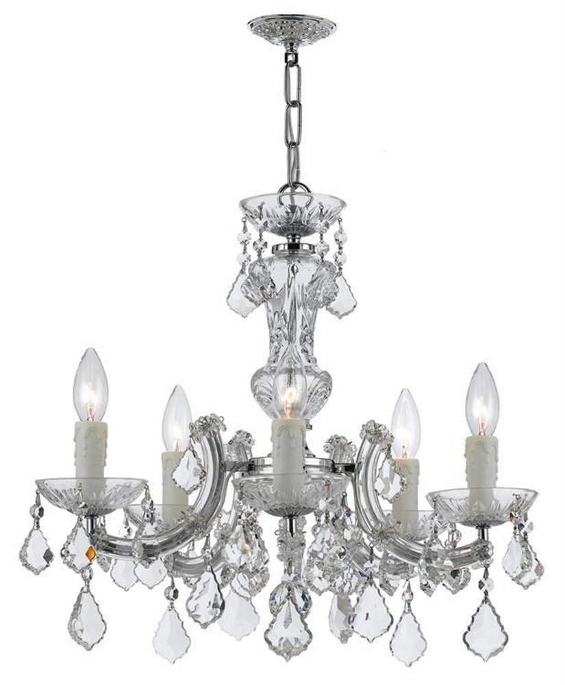 Crystorama Lighting-4376-CH-CL-MWP-Maria Theresa - Five Light Chandelier in Classic Style - 20 Inches Wide by 19 Inches High Hand Cut Polished Chrome Polished Chrome Finish