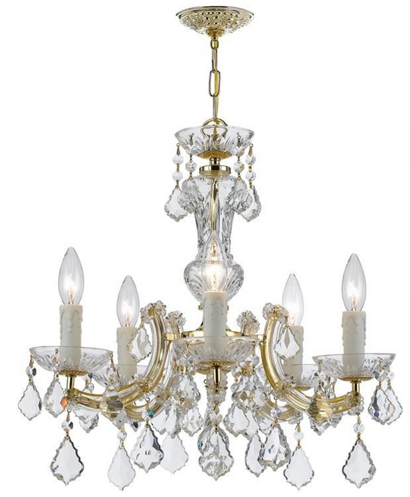 Crystorama Lighting-4376-GD-CL-MWP-Maria Theresa - Five Light Chandelier in Classic Style - 20 Inches Wide by 19 Inches High Hand Cut Gold Polished Chrome Finish