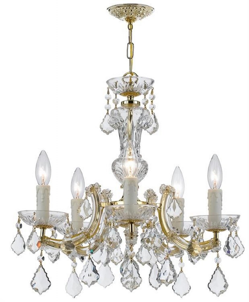 Crystorama Lighting-4376-GD-CL-SAQ-Maria Theresa - Five Light Chandelier in Classic Style - 20 Inches Wide by 19 Inches High Swarovski Spectra Gold Polished Chrome Finish