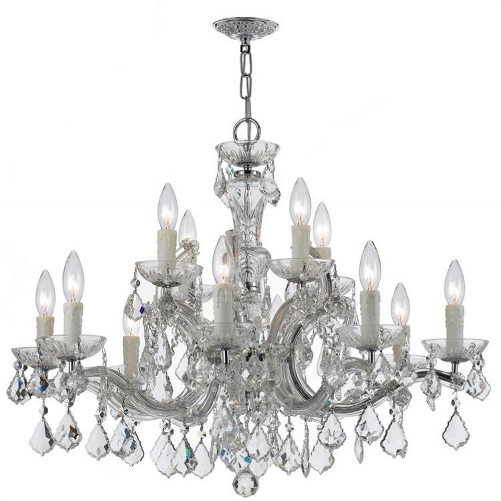 Crystorama Lighting-4379-CH-CL-MWP-Maria Theresa - Twelve Light Chandelier in Classic Style - 30 Inches Wide by 23 Inches High Hand Cut Polished Chrome Polished Chrome Finish