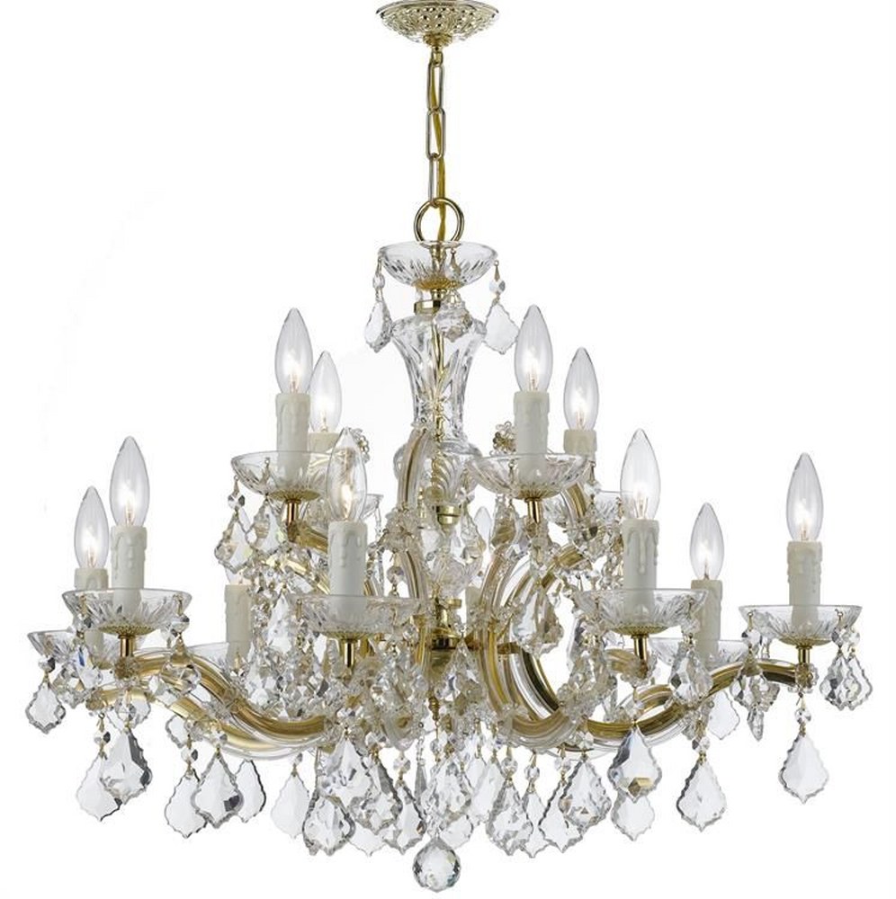 Crystorama Lighting-4379-GD-CL-MWP-Maria Theresa - Twelve Light Chandelier in Classic Style - 30 Inches Wide by 23 Inches High Hand Cut Gold Polished Chrome Finish