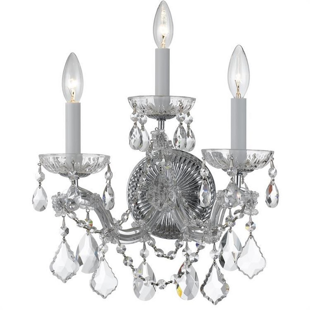 Crystorama Lighting-4403-CH-CL-MWP-Maria Theresa - Three Light Wall Sconce in Classic Style - 14 Inches Wide by 14 Inches High Polished Chrome Hand Cut Polished Chrome Finish