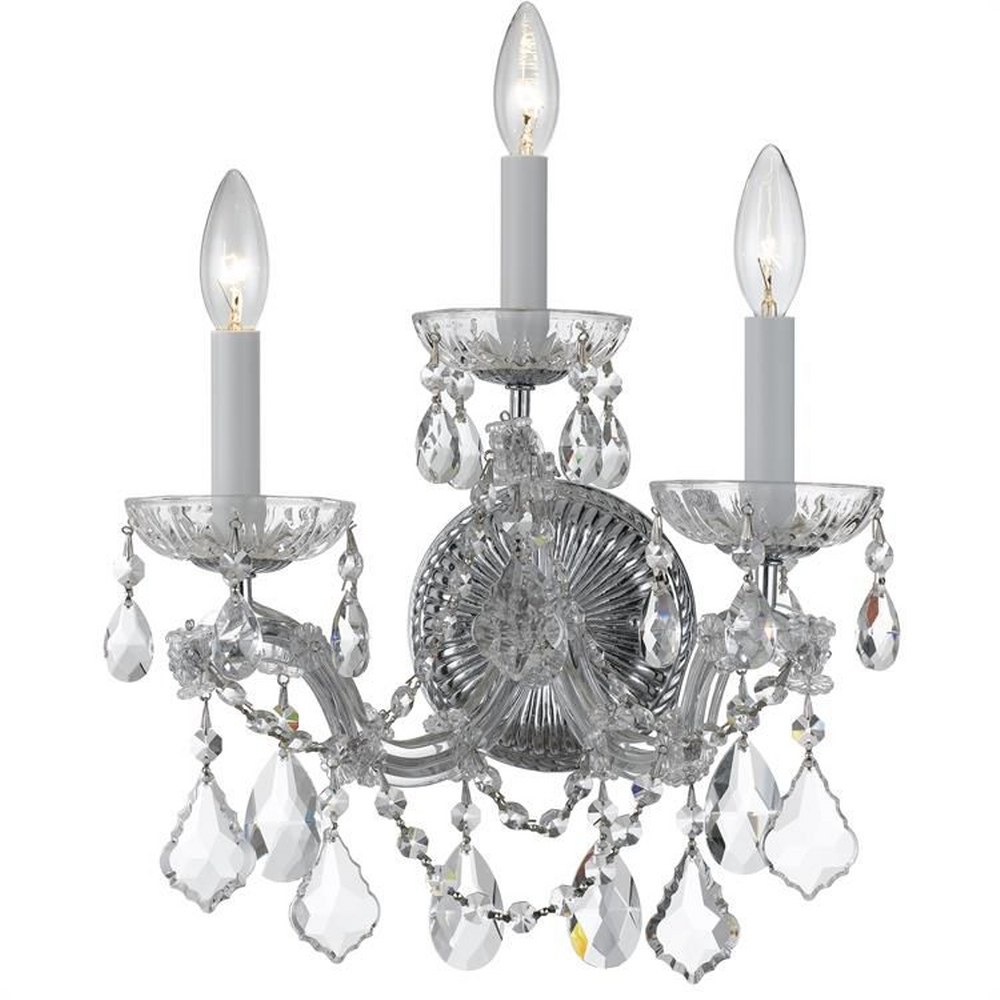 Crystorama Lighting-4403-CH-CL-S-Maria Theresa - Three Light Wall Sconce in Classic Style - 14 Inches Wide by 14 Inches High Polished Chrome Swarovski Strass Polished Chrome Finish