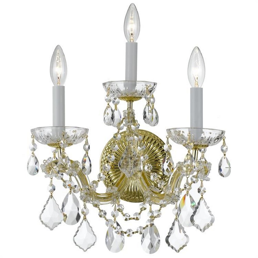 Crystorama Lighting-4403-GD-CL-S-Maria Theresa - Three Light Wall Sconce in Classic Style - 14 Inches Wide by 14 Inches High Gold Swarovski Strass Polished Chrome Finish