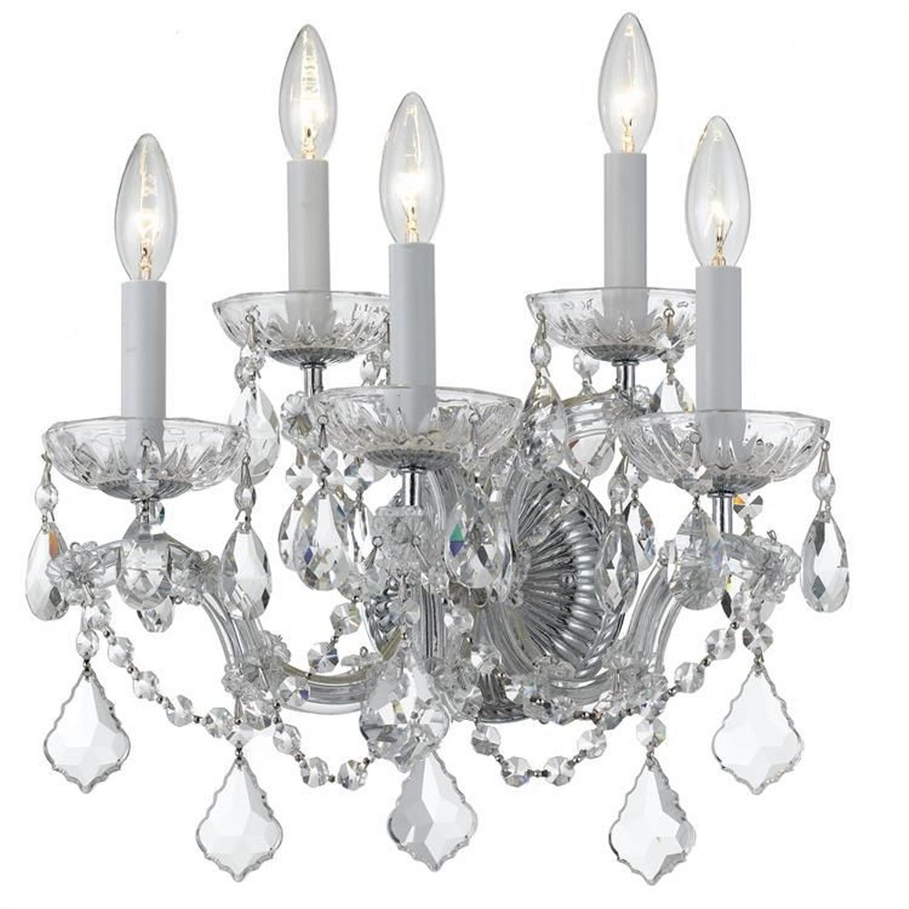 Crystorama Lighting-4404-CH-CL-S-Maria Theresa - Five Light Wall Sconce in Classic Style - 13.5 Inches Wide by 16 Inches High Polished Chrome Swarovski Strass Polished Chrome Finish