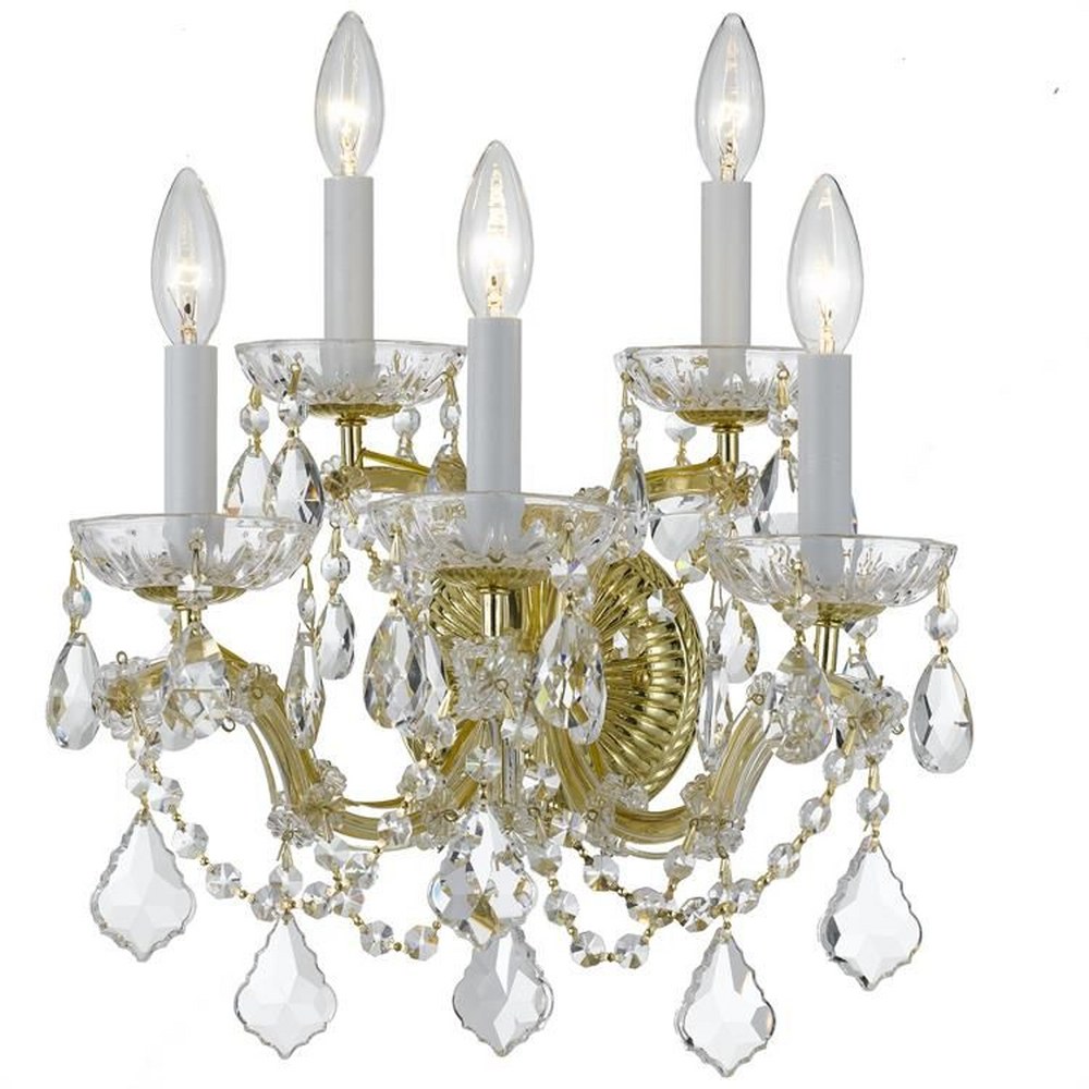 Crystorama Lighting-4404-GD-CL-MWP-Maria Theresa - Five Light Wall Sconce in Classic Style - 13.5 Inches Wide by 16 Inches High Gold Hand Cut Polished Chrome Finish