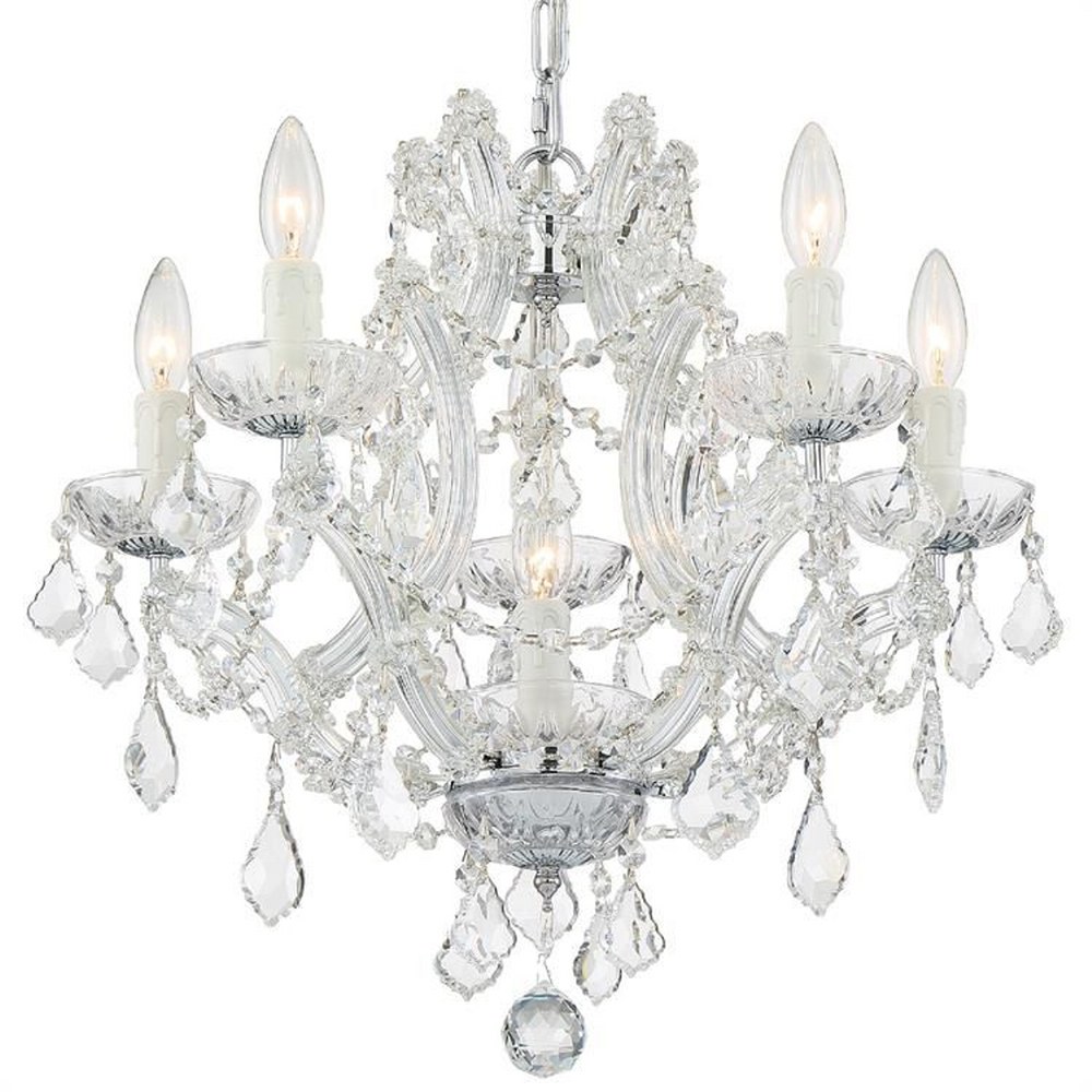 Crystorama Lighting-4405-CH-CL-I-Maria Theresa - Six Light Mini Chandelier in Classic Style - 20 Inches Wide by 17 Inches High Italian Polished Chrome Polished Chrome Finish