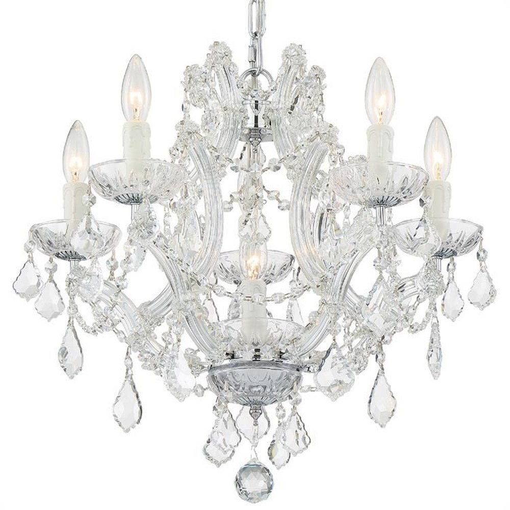 Crystorama Lighting-4405-CH-CL-MWP-Maria Theresa - Six Light Mini Chandelier in Classic Style - 20 Inches Wide by 17 Inches High Hand Cut Polished Chrome Polished Chrome Finish
