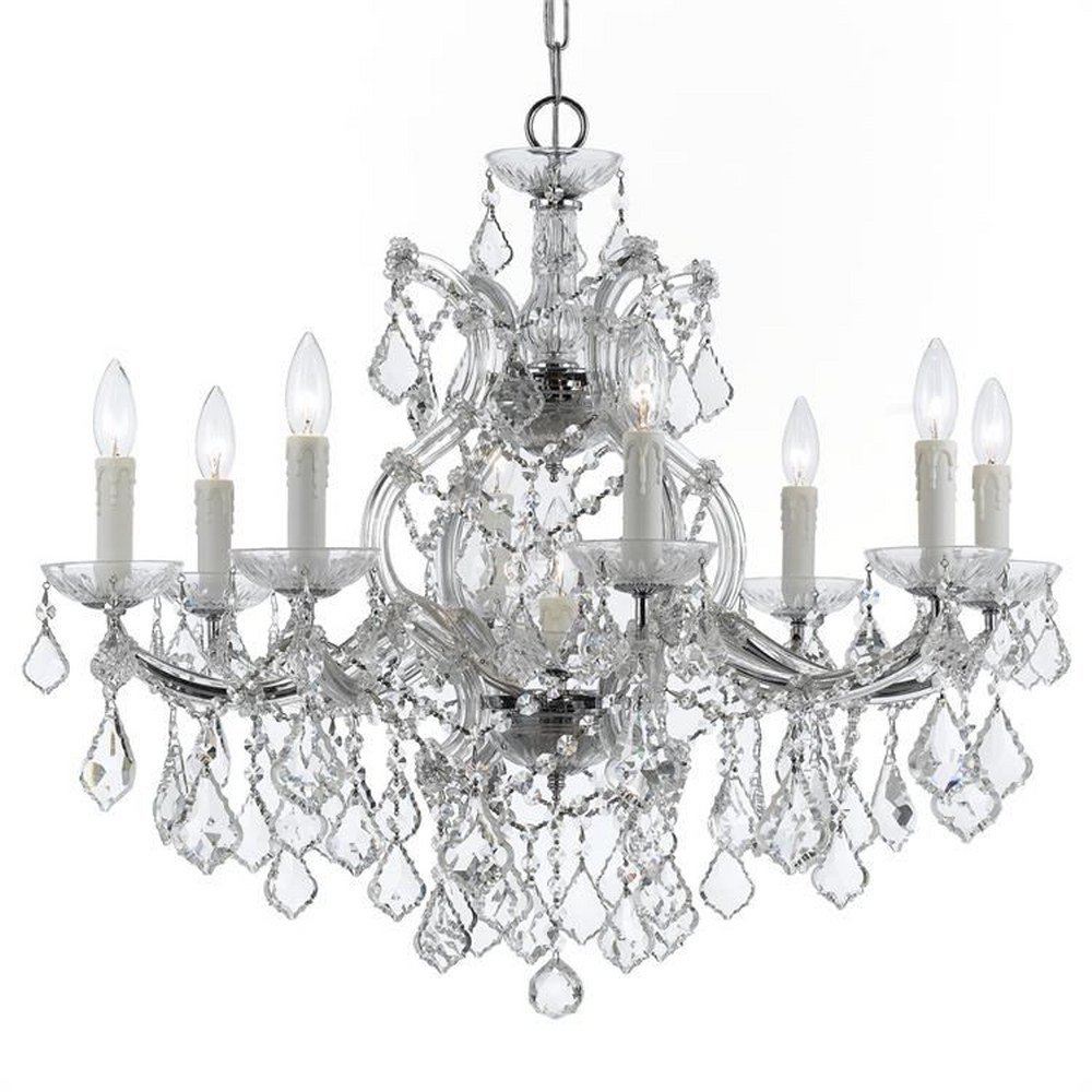 Crystorama Lighting-4408-CH-CL-SAQ-Maria Theresa - Nine Light Chandelier in Classic Style - 26 Inches Wide by 23 Inches High Swarovski Spectra Polished Chrome Polished Chrome Finish