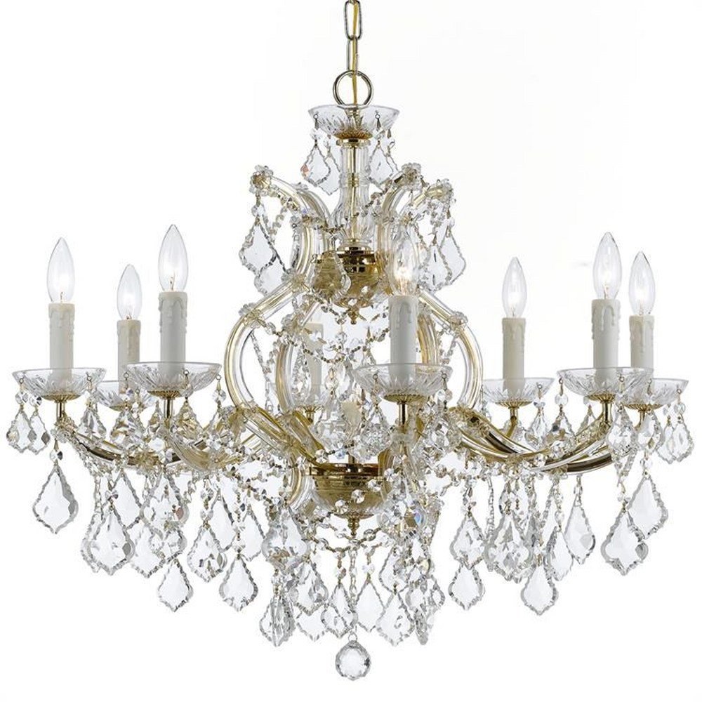 Crystorama Lighting-4408-GD-CL-SAQ-Maria Theresa - Nine Light Chandelier in Classic Style - 26 Inches Wide by 23 Inches High Swarovski Spectra Gold Polished Chrome Finish