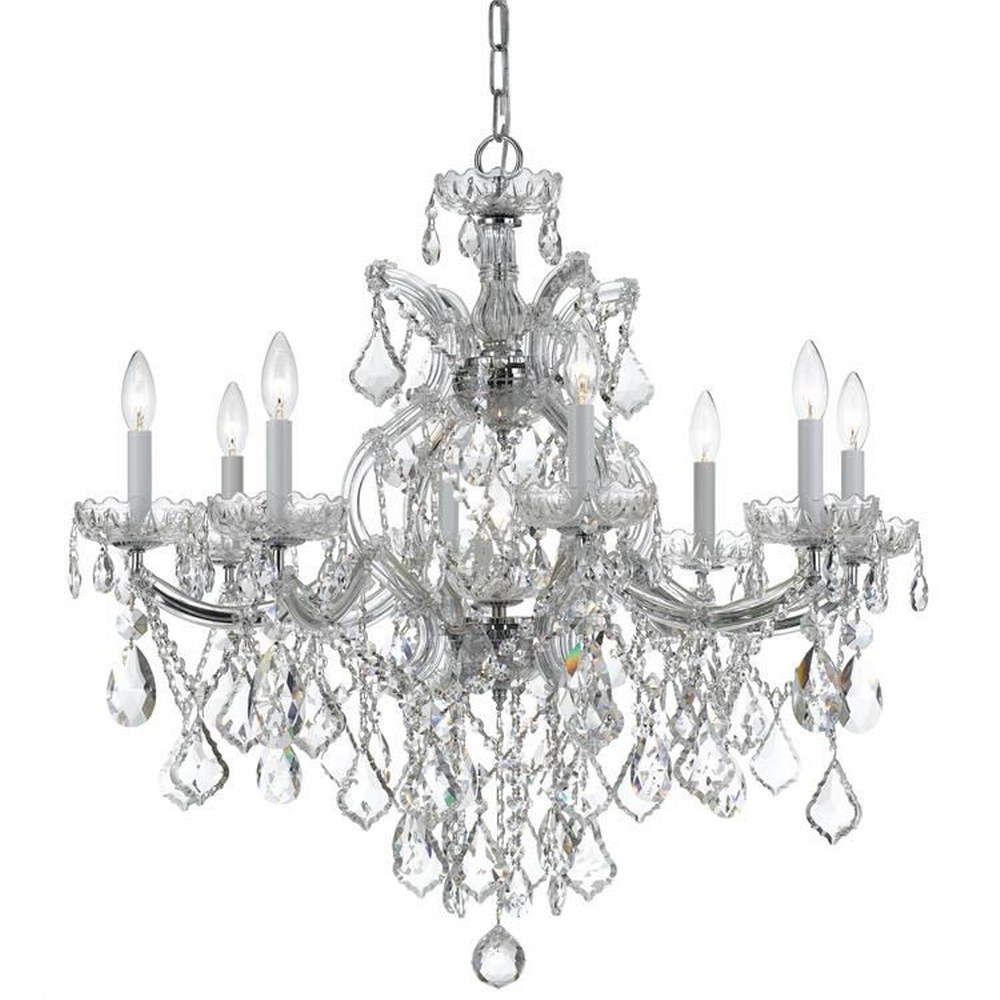 Crystorama Lighting-4409-CH-CL-MWP-Maria Theresa - Eight Light Chandelier in Classic Style - 28 Inches Wide by 27 Inches High Hand Cut Polished Chrome Polished Chrome Finish