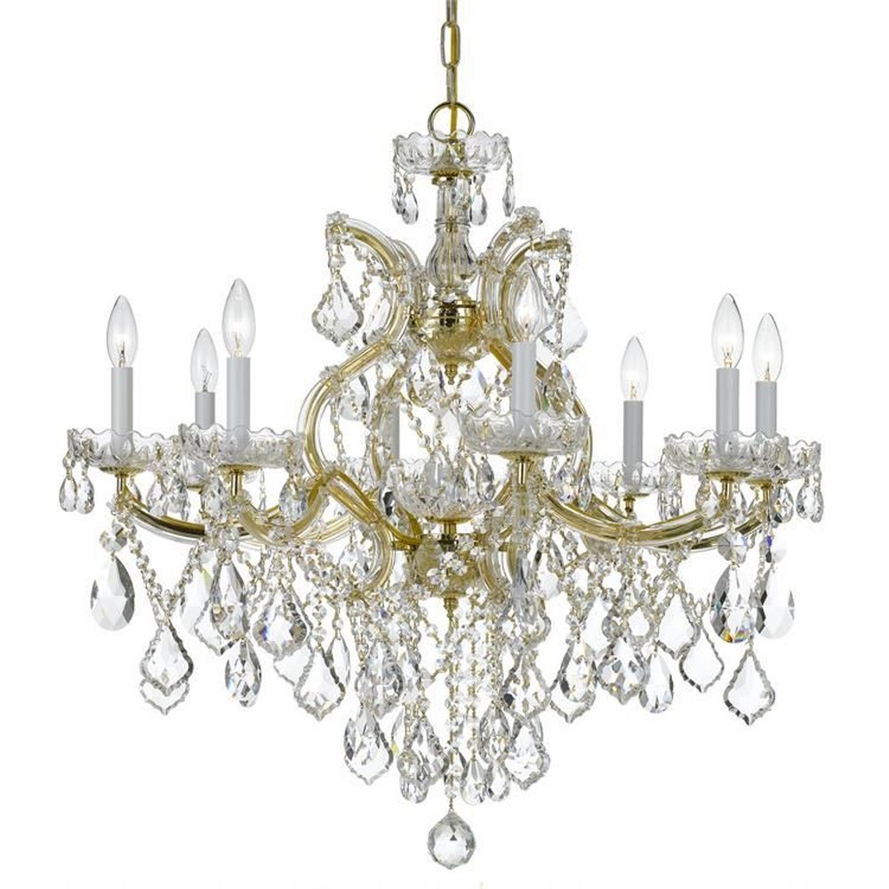Crystorama Lighting-4409-GD-CL-MWP-Maria Theresa - Eight Light Chandelier in Classic Style - 28 Inches Wide by 27 Inches High Hand Cut Gold Polished Chrome Finish