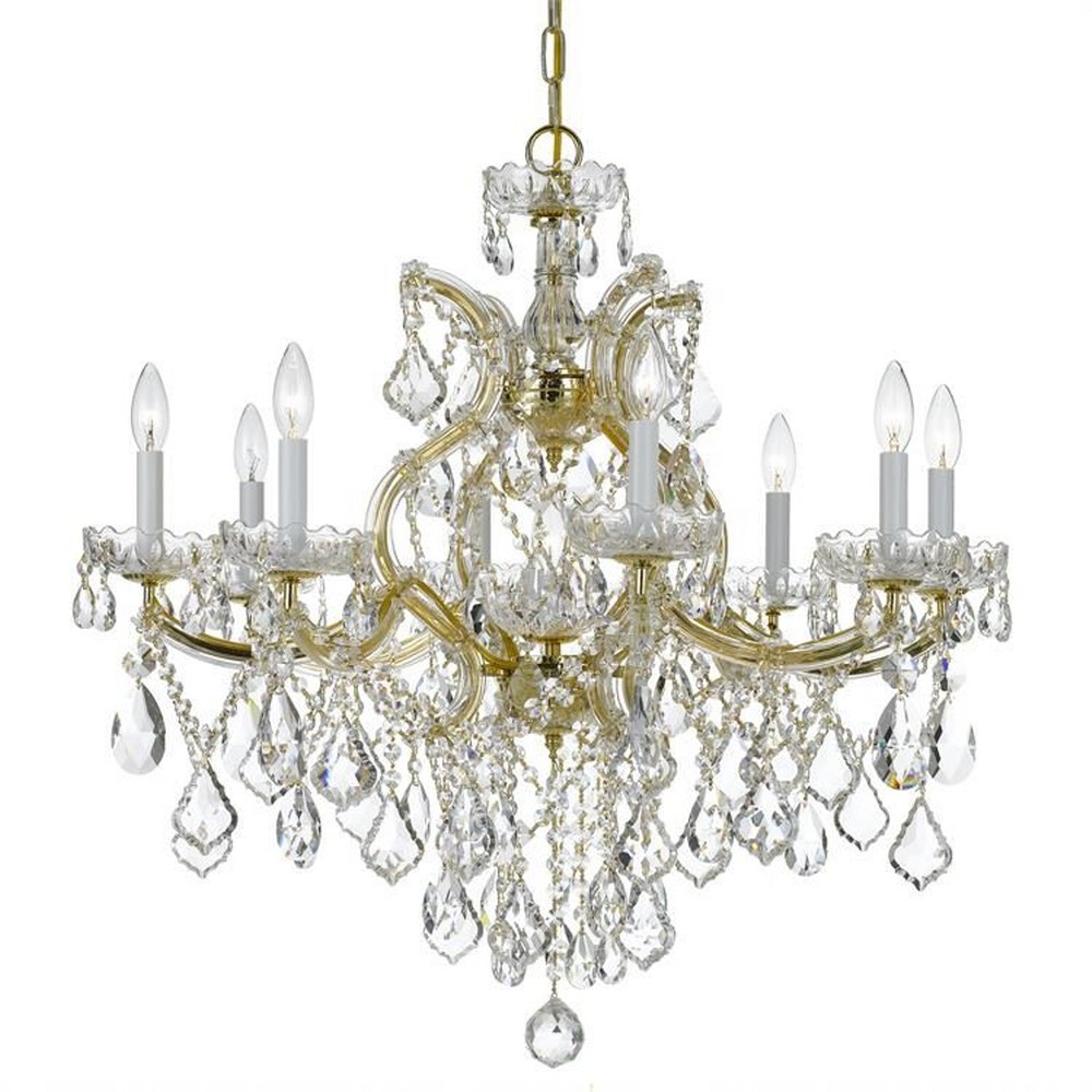 Crystorama Lighting-4409-GD-CL-SAQ-Maria Theresa - Eight Light Chandelier in Classic Style - 28 Inches Wide by 27 Inches High Swarovski Spectra Gold Polished Chrome Finish