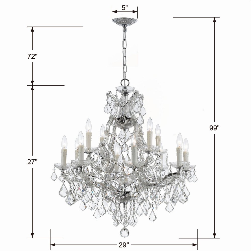 Crystorama Lighting-4412-CH-CL-I-Maria Theresa - Twelve Light Chandelier in Classic Style - 29 Inches Wide by 30 Inches High Italian Polished Chrome Polished Chrome Finish