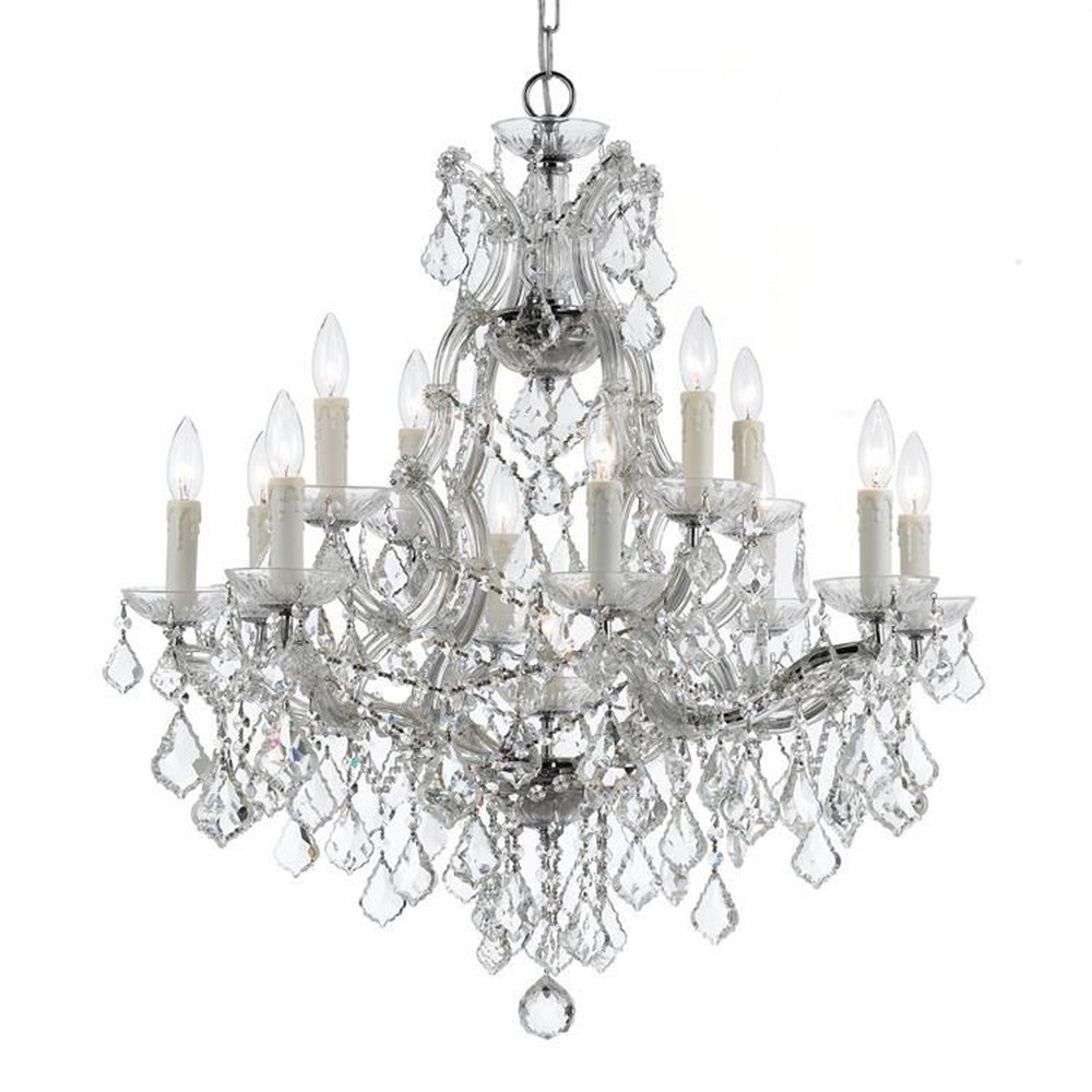 Crystorama Lighting-4412-CH-CL-MWP-Maria Theresa - Twelve Light Chandelier in Classic Style - 29 Inches Wide by 30 Inches High Hand Cut Polished Chrome Polished Chrome Finish