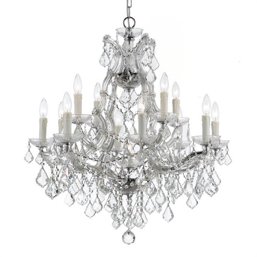 Crystorama Lighting-4412-CH-CL-SAQ-Maria Theresa - Twelve Light Chandelier in Classic Style - 29 Inches Wide by 30 Inches High Swarovski Spectra Polished Chrome Polished Chrome Finish