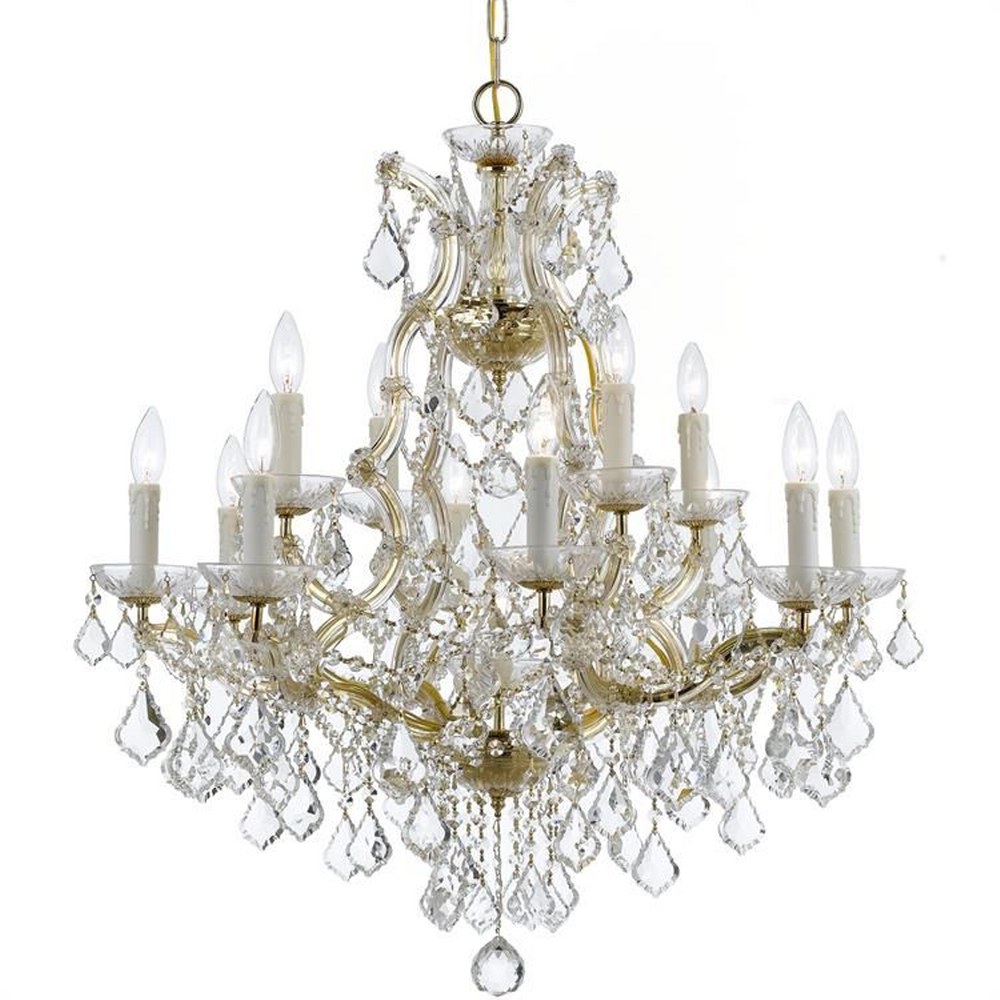 Crystorama Lighting-4412-GD-CL-MWP-Maria Theresa - Twelve Light Chandelier in Classic Style - 29 Inches Wide by 30 Inches High Hand Cut Gold Polished Chrome Finish
