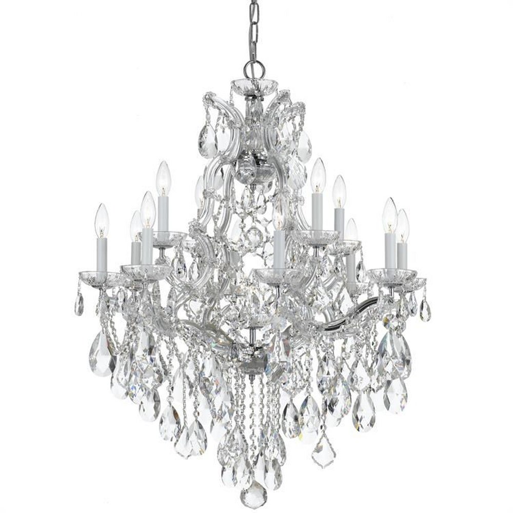 Crystorama Lighting-4413-CH-CL-S-Maria Theresa - Twelve Light Chandelier in Traditional and Contemporary Style - 28 Inches Wide by 32 Inches High Swarovski Strass Polished Chrome Polished Chrome Finish