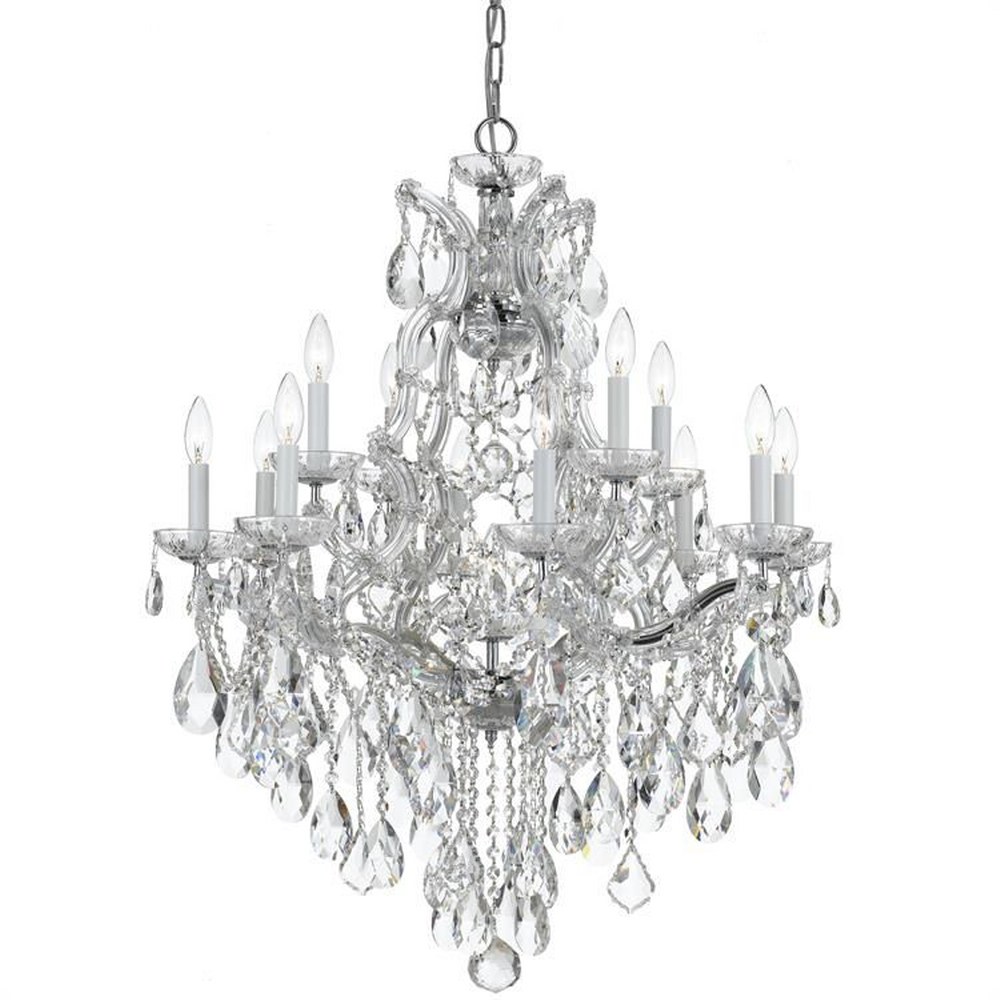 Crystorama Lighting-4413-CH-CL-S-Maria Theresa - Twelve Light Chandelier in Traditional and Contemporary Style - 28 Inches Wide by 32 Inches High Swarovski Strass Polished Chrome Polished Chrome Finis