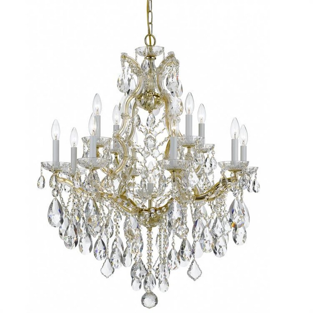 Crystorama Lighting-4413-GD-CL-S-Maria Theresa - Twelve Light Chandelier in Traditional and Contemporary Style - 28 Inches Wide by 32 Inches High Swarovski Strass Gold Polished Chrome Finish