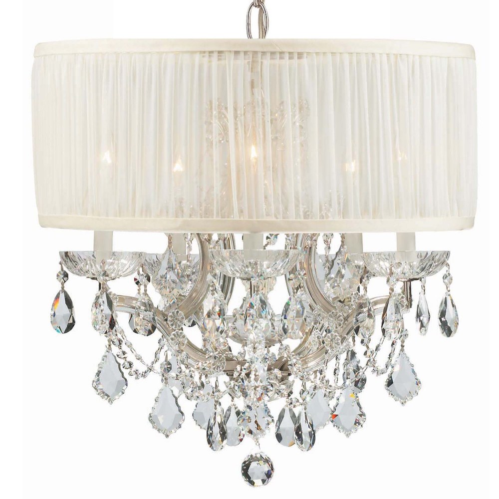 Crystorama Lighting-4415-CH-SAW-CLM-Brentwood - Six Light Mini Chandelier in Traditional and Contemporary Style - 20 Inches Wide by 19 Inches High Hand Cut Polished Chrome Polished Chrome Finish