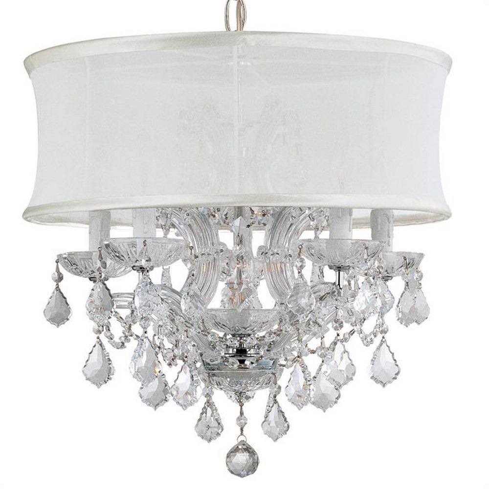 Crystorama Lighting-4415-CH-SMW-CLM-Brentwood - Six Light Mini Chandelier in Traditional and Contemporary Style - 20 Inches Wide by 19 Inches High Hand Cut Polished Chrome Polished Chrome Finish