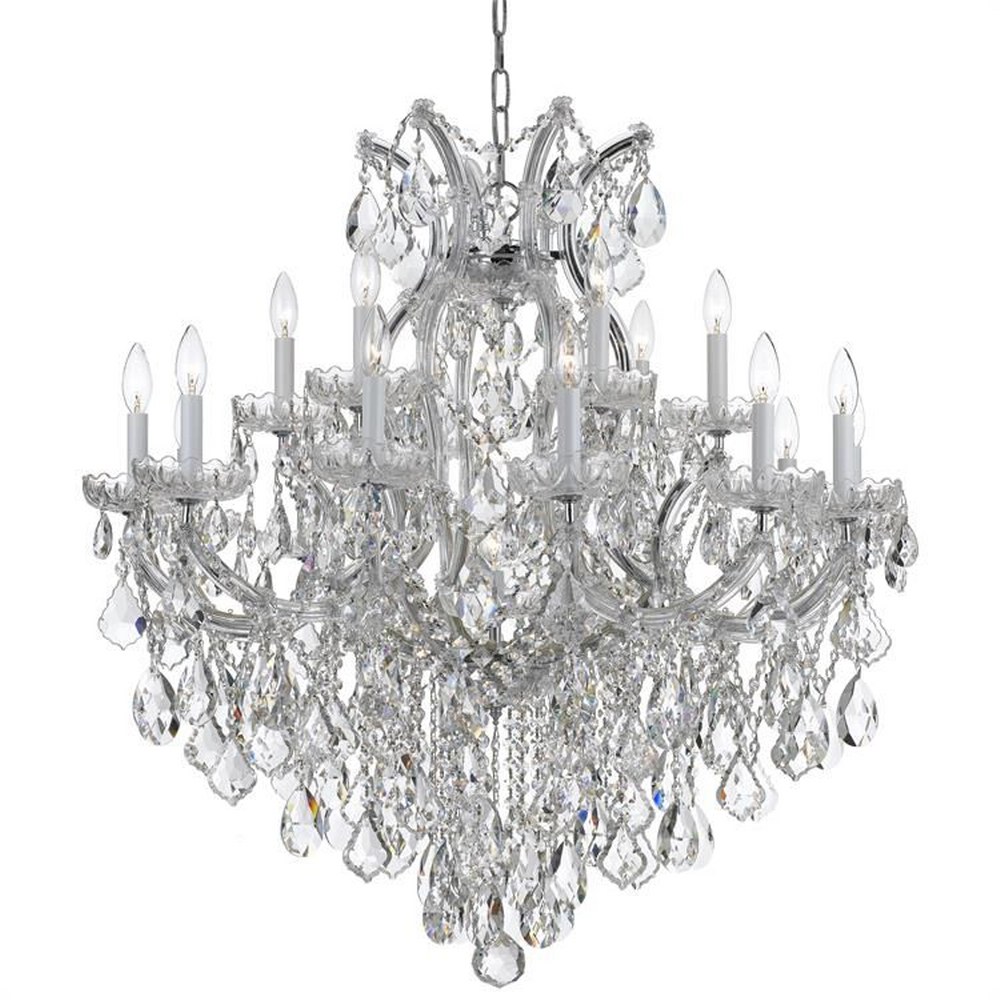 Crystorama Lighting-4418-CH-CL-MWP-Maria Theresa - Eightteen Light Chandelier in Classic Style - 35 Inches Wide by 36 Inches High Hand Cut Polished Chrome Polished Chrome Finish