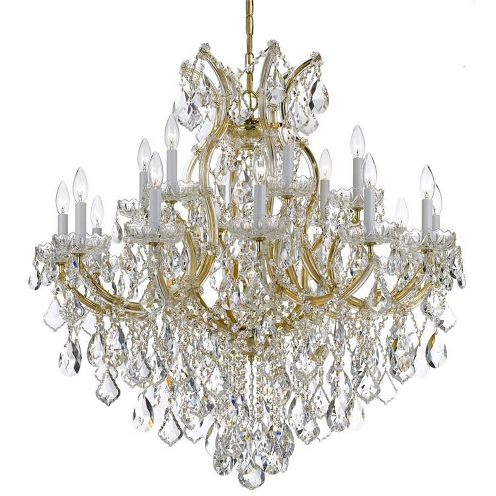 Crystorama Lighting-4418-GD-CL-MWP-Maria Theresa - Eightteen Light Chandelier in Classic Style - 35 Inches Wide by 36 Inches High Hand Cut Gold Polished Chrome Finish