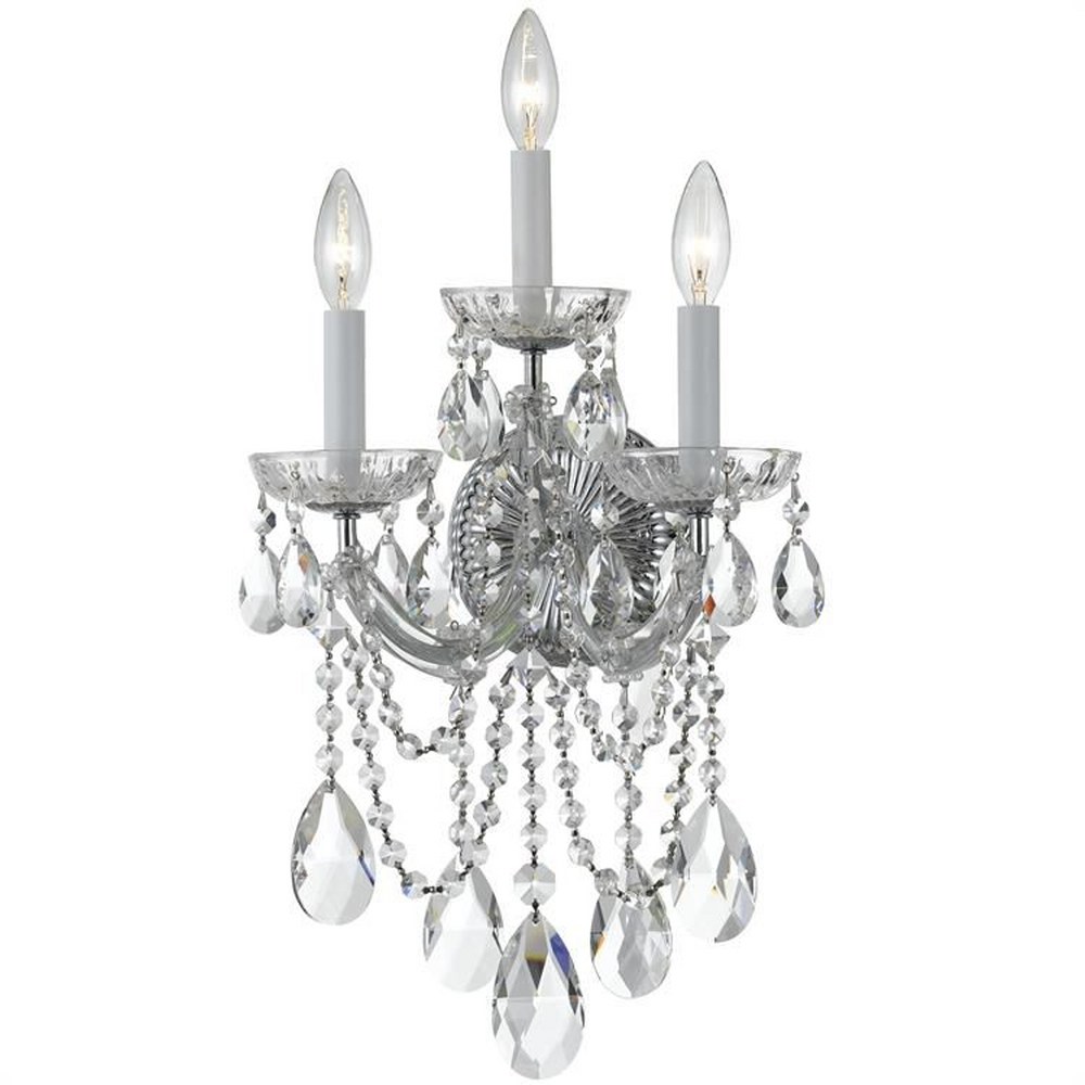 Crystorama Lighting-4423-CH-CL-MWP-Maria Theresa - Three Light Wall Sconce in Classic Style - 11 Inches Wide by 22.5 Inches High Polished Chrome Hand Cut Polished Chrome Finish