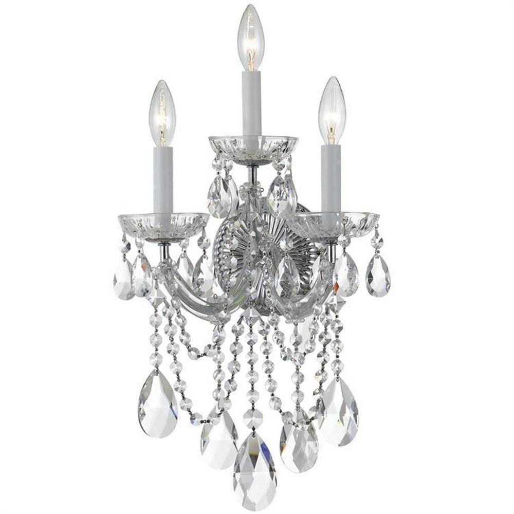 Crystorama Lighting-4423-CH-CL-S-Maria Theresa - Three Light Wall Sconce in Classic Style - 11 Inches Wide by 22.5 Inches High Polished Chrome Swarovski Strass Polished Chrome Finish