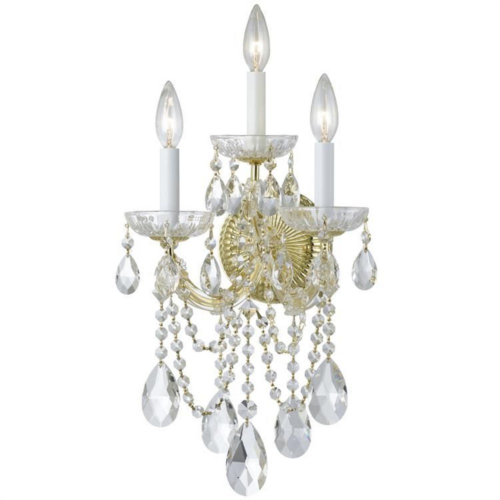 Crystorama Lighting-4423-GD-CL-SAQ-Maria Theresa - Three Light Wall Sconce in Classic Style - 11 Inches Wide by 22.5 Inches High Gold Swarovski Spectra Polished Chrome Finish